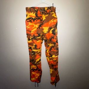Orange camo army joggers